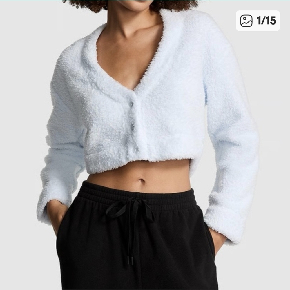 ⚡️Flash Sale⚡️PINK VS Co-ZZZy Fleece Cropped Cardigan